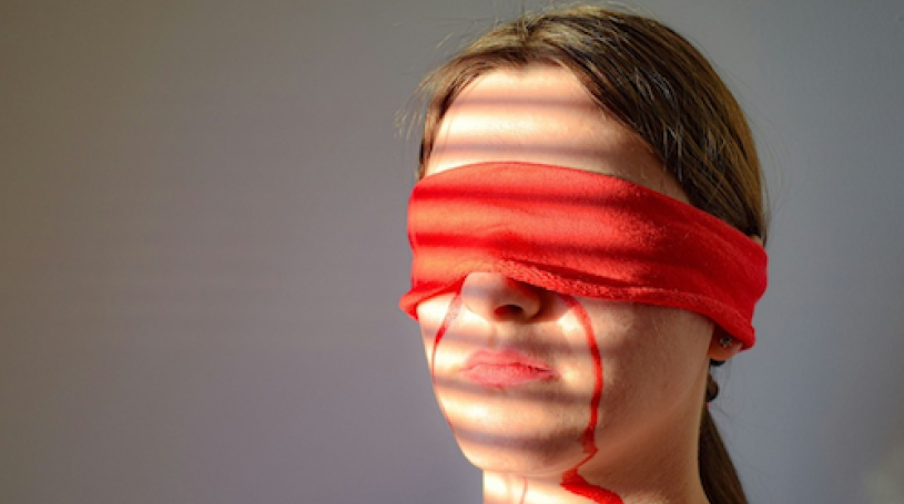 Woman blindfolded